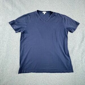 Sunspel T-Shirt Mens M Blue Riviera V Neck Cotton Casual Everyday Comfort